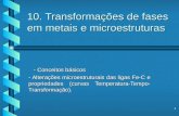 1 10. Transformações de fases em metais e microestruturas - Conceitos básicos - Conceitos básicos - Alterações microestruturais das ligas Fe-C e propriedades.