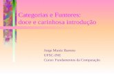 Categorias e Funtores: doce e carinhosa introdução Jorge Muniz Barreto UFSC-INE Curso: Fundamentos da Computação.