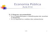 UMA1 Economia Pública Aula 8 b) 5.2 Regras orçamentais 5.2.1 Especificação e classificações de receitas e despesas 5.2.5 Equilíbrio e saldos dos subsectores.