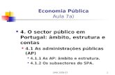 UMA 2006-071 Economia Pública Aula 7a) 4. O sector público em Portugal: âmbito, estrutura e contas 4.1 As administrações públicas (AP) 4.1.1 As AP: âmbito.