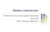 Redes industriais Elementos de automação industrial Aula 03 Prof. Diovani Milhorim.