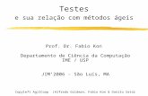 1 Testes e sua relação com métodos ágeis Prof. Dr. Fabio Kon Departamento de Ciência da Computação IME / USP JIM ’ 2006 - São Lu í s, MA Copyleft AgilCoop.