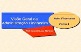 Visão Geral da Administração Financeira Adm. Financeira Ponto 1 Prof. Antonio Lopo Martinez.