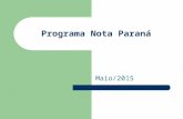 Programa Nota Paraná Maio/2015. Lei 18.451/15 Funcionamento do Programa Processo de Cálculo dos Créditos Processo de Cadastro de Participante Processo.