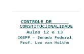 CONTROLE DE CONSTITUCIONALIDADE Aulas 12 e 13 IGEPP – Senado Federal Prof. Leo van Holthe.