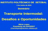 INSTITUTO POLITÉCNICO DE SETÚBAL 2 de Junho de 2015 Seminário Transporte Intermodal: Desafios e Oportunidades Mário Lopes Presidente da ADFERSIT (mariolopes@tecnico.ulisboa.pt)