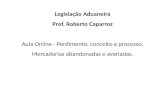 Legislação Aduaneira Prof. Roberto Caparroz Aula Online - Perdimento: conceito e processo. Mercadorias abandonadas e avariadas.