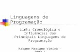 Linha Cronológica e Influências das Principais Linguagens de Programação Karane Mariano Vieira – 2003.1 Modificações: Virgínia Brilhante Linguagens de.