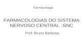 FARMACOLOGIAS DO SISTEMA NERVOSO CENTRAL -SNC Prof. Bruno Barbosa Farmacologia.