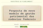 Proposta de novo modelo de gestão patrimonial das rodovias federais MINISTÉRIO DO PLANEJAMENTO Brasília, 15 de maio de 2014.