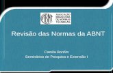 Revisão das Normas da ABNT Camila Bonfim Seminários de Pesquisa e Extensão I.