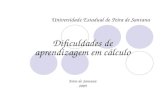 Universidade Estadual de Feira de Santana Dificuldades de aprendizagem em cálculo Feira de Santana 2009.