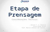 Etapa de Prensagem Considerações Técnicas Daniel F. S. Pereira Zaine Aline Alves Prof. Marcio Roberto de Freitas.