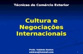 1 Cultura e Negociações Internacionais Técnicas de Comércio Exterior Profa. Valdnéa Santos valdnea@hotmail.com.
