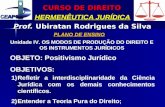 CURSO DE DIREITO HERMENÊUTICA JURÍDICA Prof. Ubiratan Rodrigues da Silva OBJETO: Positivismo Jurídico OBJETIVOS: 1)Refletir a interdisciplinaridade da.