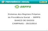1 Sistemas dos Regimes Próprios de Previdência Social - SRPPS BANCO DE DADOS CAMPINAS – 25/11/2014.