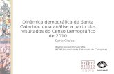 Dinâmica demográfica de Santa Catarina: uma análise a partir dos resultados do Censo Demográfico de 2010 Carla Craice doutoranda Demografia IFCH/Universidade.