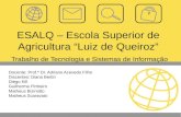 ESALQ – Escola Superior de Agricultura “Luiz de Queiroz” Trabalho de Tecnologia e Sistemas de Informação Docente: Prof.º Dr. Adriano Azevedo Filho Discentes: