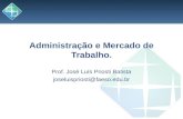 Administração e Mercado de Trabalho. Prof. José Luís Priosti Batista joseluispriosti@faeso.edu.br.