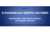 Tema 2 O EVANGELHO ABERTO AO MEIO Considerações sobre alguns aspectos do Evangelho de Lucas Caetano Cavalcante Filho & Leonardo de Moura Camelo.