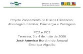 Projeto Zoneamento de Riscos Climáticos: Abordagem Familiar, Bioenergia e Pastagens PC2 e PC3 Teresina, 3 e 4 de maio de 2006 José Americo Bordini do Amaral.