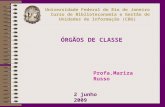 ÓRGÃOS DE CLASSE 2 junho 2009 Universidade Federal do Rio de Janeiro Curso de Biblioteconomia e Gestão de Unidades de Informação (CBG) Profa.Mariza Russo.