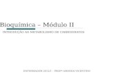 INTRODUÇÃO AO METABOLISMO DE CARBOIDRATOS E NFERMAGEM 2012/1 – P ROFª A MANDA V ICENTINO Bioquímica – Módulo II.