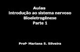 Aulas Introdução ao sistema nervoso Bioeletrogênese Parte 1 Prof a Mariana S. Silveira.