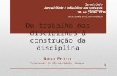 Do trabalho nas disciplinas à construção da disciplina Nuno Ferro Faculdade de Motricidade Humana 1 Seminário Agressividade e indisciplina nos contextos.