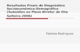 Resultados Finais do Diagnóstico Socioeconômico-Demográfico (Subsídios ao Plano Diretor de Ilha Solteira-2006) Fabíola Rodrigues.
