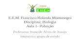E.E.M. Francisco Holanda Montenegro Disciplina: Biologia Aula 1- Poluição Professora: Ivaneide Alves de Araujo Intensivo e grupo de estudo.