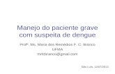 Manejo do paciente grave com suspeita de dengue Profª. Ms. Maria dos Remédios F. C. Branco UFMA mrfcbranco@gmail.com São Luís, 12/07/2012.