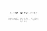 CLIMA BRASILEIRO DINÂMICA SAZONAL, MASSAS DE AR. FUNDAMENTOS DE CLIMATOLOGIA É o estado do clima > média atomosférica de longo prazo.