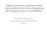 Alguns conceitos e palavras-chave para melhor ler os Novos Programas de Português para o Ensino Básico Maria Encarnação Silva Escola Superior de Educação.