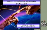 MBA – GESTÃO DE RECURSOS HUMANOS AULA 6 – CLIMA ORGANIZACIONAL.