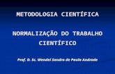 METODOLOGIA CIENTÍFICA NORMALIZAÇÃO DO TRABALHO CIENTÍFICO Prof. D. Sc. Wendel Sandro de Paula Andrade.