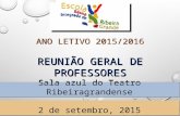 ANO LETIVO 2015/2016 REUNIÃO GERAL DE PROFESSORES 2 de setembro, 2015 Sala azul do Teatro Ribeiragrandense.