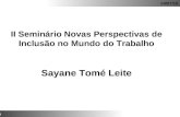 1 24/07/15 II Seminário Novas Perspectivas de Inclusão no Mundo do Trabalho Sayane Tomé Leite.