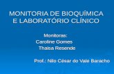 MONITORIA DE BIOQUÍMICA E LABORATÓRIO CLÍNICO Monitoras: Monitoras: Caroline Gomes Thaisa Resende Prof.: Nilo César do Vale Baracho.