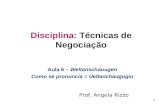 1 Disciplina: Técnicas de Negociação Prof. Angela Rizzo Aula 6 – Weltanschauugen Como se pronuncia = Ueltanchaugugin.