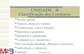 Profº Bruno Bastos 1 UNIDADE II Classificação dos Contratos  Noções gerais  Típicos, atípicos e mistos  Consensuais, reais e formais  Onerosos e gratuitos.