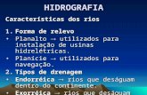 HIDROGRAFIA Características dos rios 1.Forma de relevo Planalto  utilizados para instalação de usinas hidrelétricas.Planalto  utilizados para instalação.