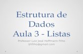 Estrutura de Dados Aula 3 - Listas Professor Luiz José Hoffmann Filho ljhfilho@gmail.com.