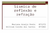 Sísmica de reflexão e refração Mariana Araújo Oneto 071272 William Corrêa dos Santos 071882.