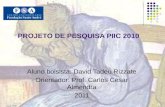 PROJETO DE PESQUISA PIIC 2010 Aluno bolsista: David Tadeu Rizzate Orientador: Prof. Carlos Cesar Almendra 2011.