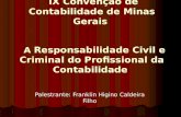 IX Convenção de Contabilidade de Minas Gerais A Responsabilidade Civil e Criminal do Profissional da Contabilidade IX Convenção de Contabilidade de Minas.