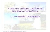 CURSO DE ESPECIALIZAÇÃO EM EFICIÊNCIA ENERGÉTICA 2. CONVERSÃO DE ENERGIA Profª Drª Maria de Fátima Ribeiro Raia - 2012.