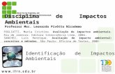 Disciplina de Impactos Ambientais Professor Msc. Leonardo Pivôtto Nicodemo Identificação de Impactos Ambientais SANCHEZ, Luis Henrique. Avaliação de impacto.