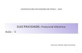 ELECTRICIDADE: Potencial Eléctrico Aula – 5 1 LICENCIATURA EM ENSINO DE FÍSICA – EAD Docente: Moisés João Chambule.