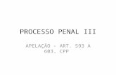 PROCESSO PENAL III APELAÇÃO – ART. 593 A 603, CPP